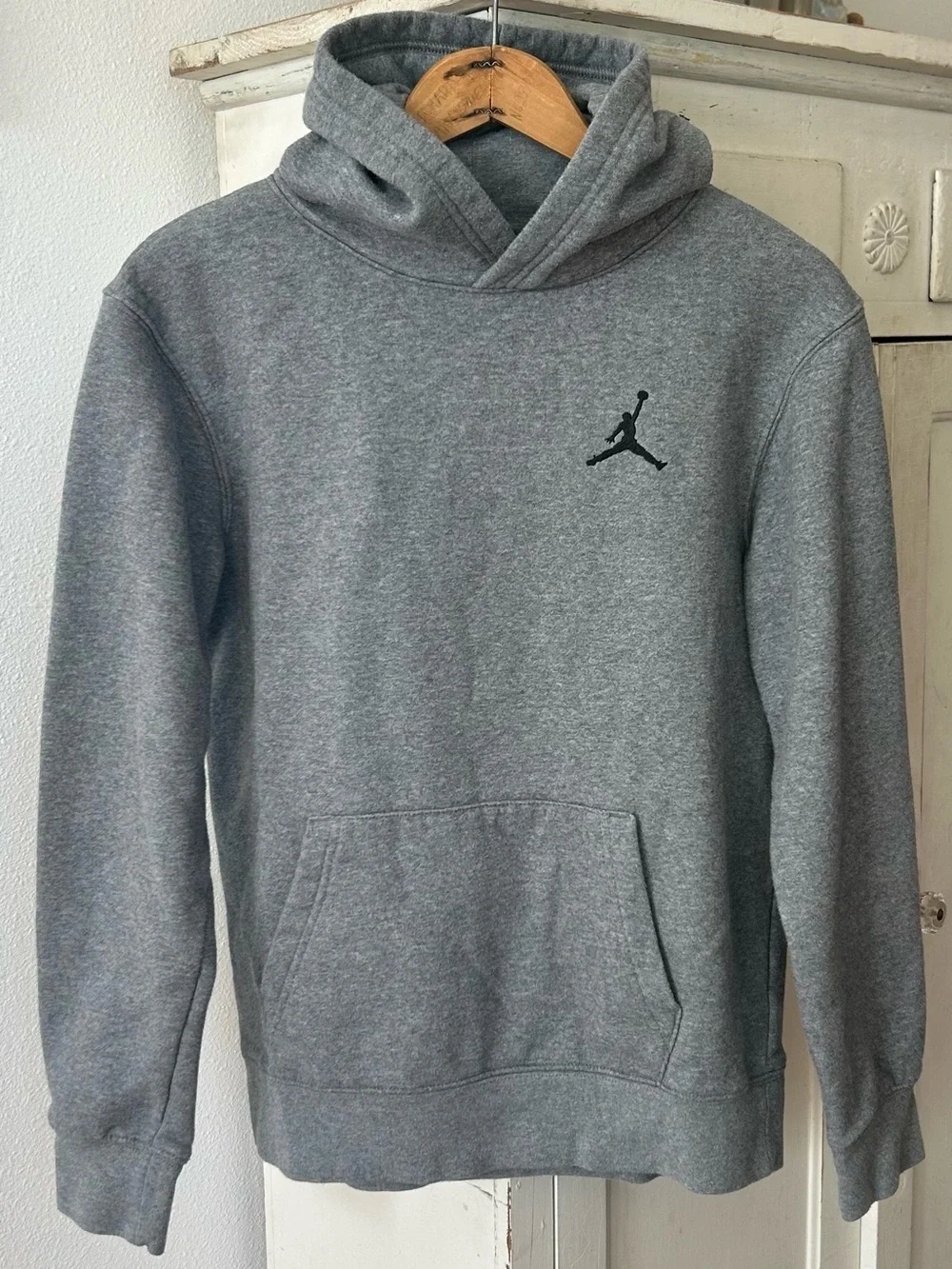 Nike | Youth Jordan Heather Grey Pullover Hoodie Black Jordan Logo Sz XL(13-15)